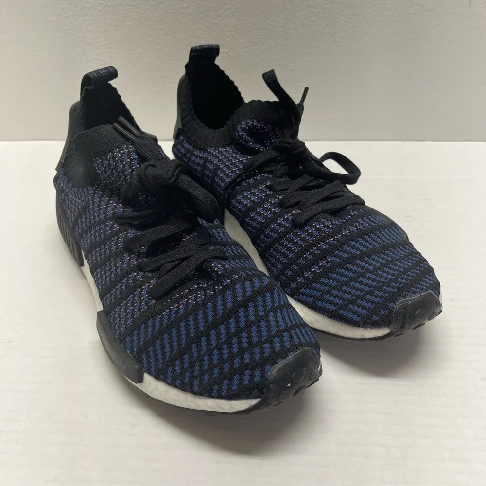 Adidas NMD R1 Primeknit Indigo Stripe Sneakers Sz 11